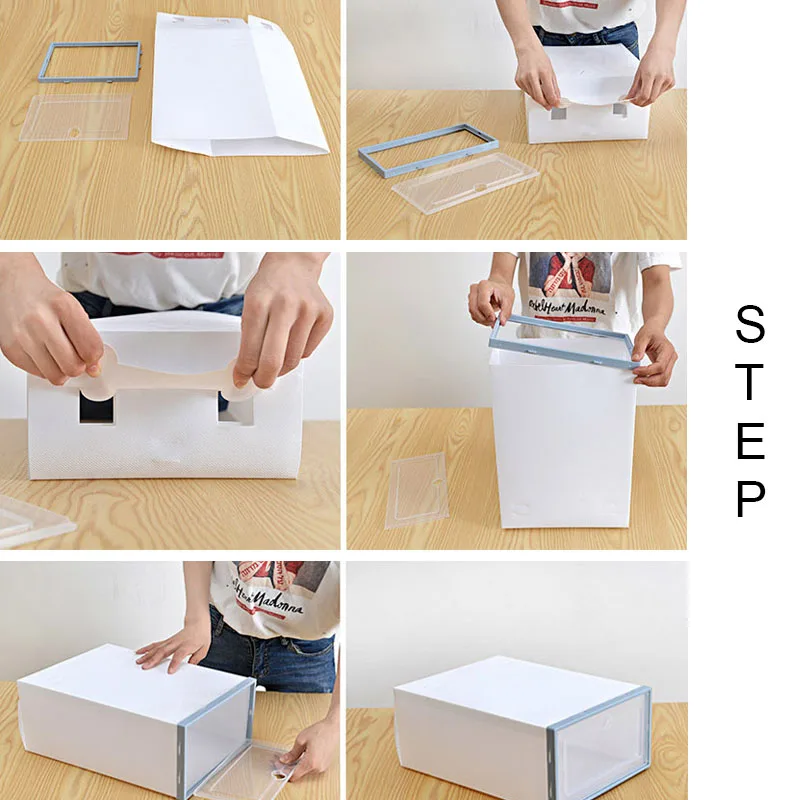Transparent Shoe Drawer Storage Box Creative High Capacity Plastic Home Bag Organization DIY Assembly Decor | Дом и сад