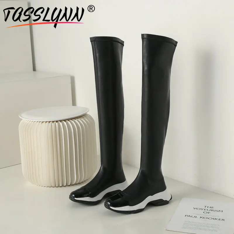 Taslynn/обувь 2019 облегающие сапоги в Корейском стиле элегантные ботфорты из