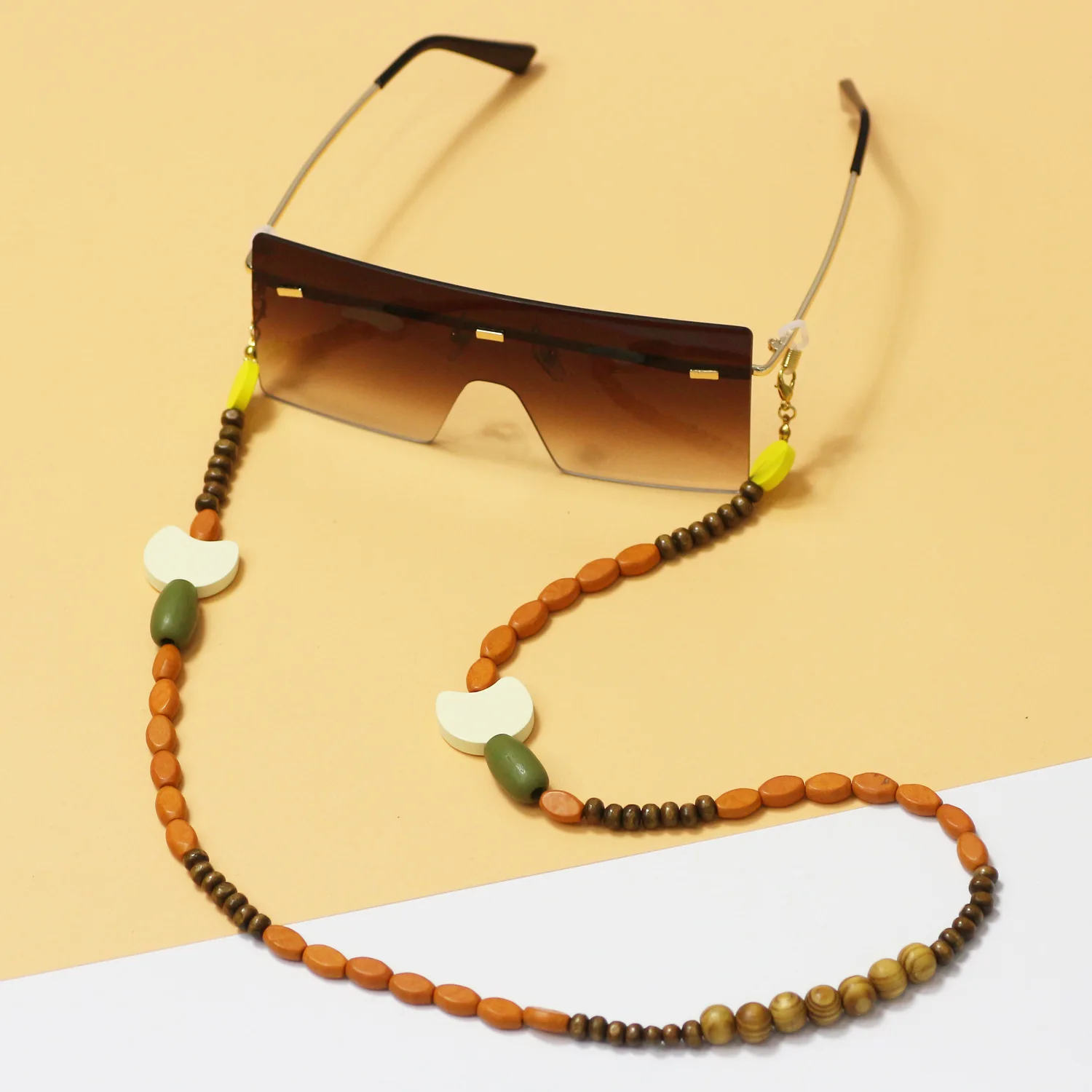 

retro style wooden bead lanyard sunglasses glasses chains mask chain holder wood beaded mask strap necklace