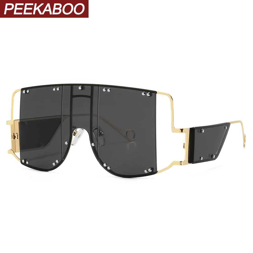 Мужские и женские очки с заклепками Peekaboo большие квадратные солнцезащитные