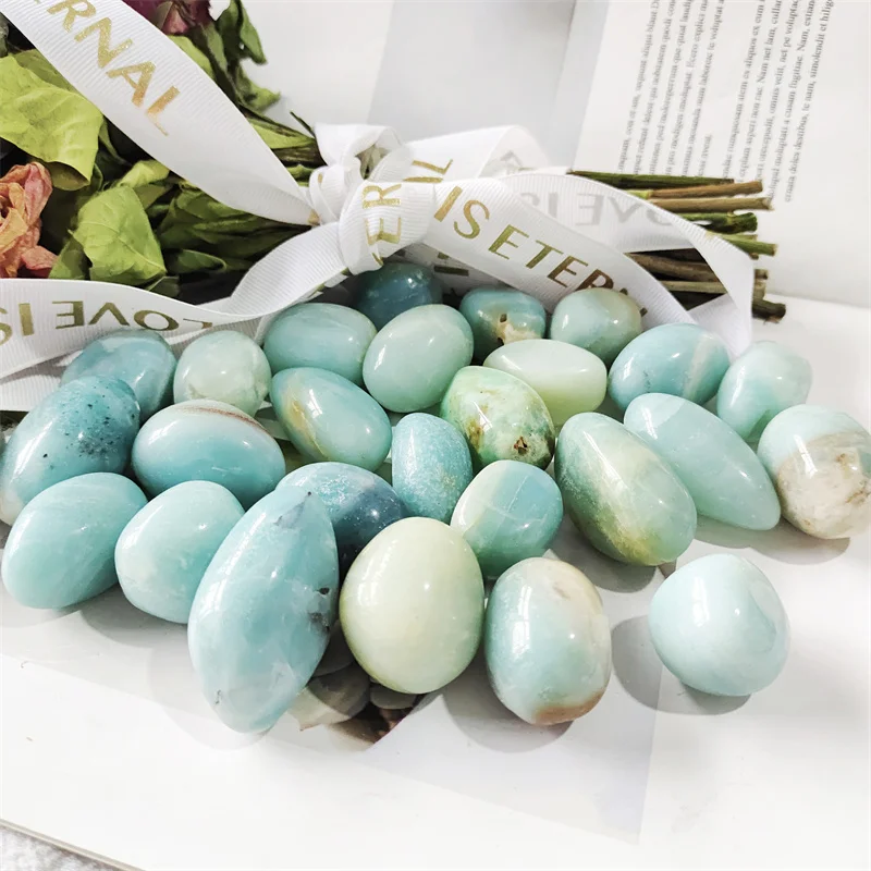 

Natural Blue Caribbean Tumbled Stones Polished Quartz Crystals Healing Reiki Gemstones Crafts Gems Home Decoration