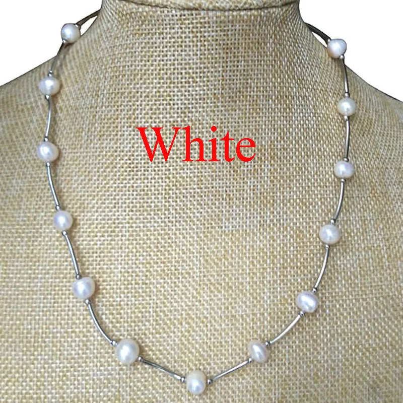 17 дюймов 8 9 мм естественный белый барокко жемчужная Оловянная чашка Чокер