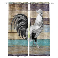 farm animal rooster wood grain window curtains for living room bedroom kitchen modern curtains home decoration drapes blinds