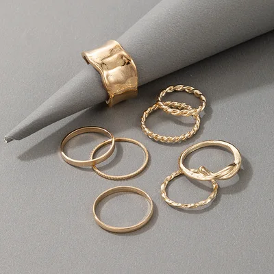 

8Pcs/Set New Popular Bohemian Style Rings For Women Alloy European And The United States Stainless Steel Fashion Jewelry