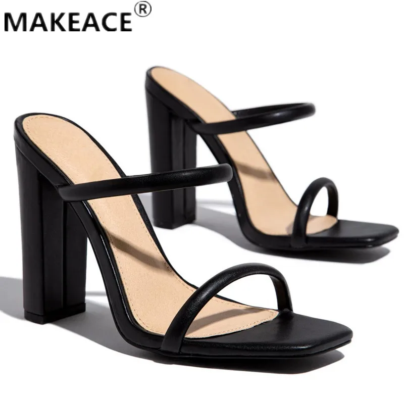 

2021 Summer New High-heeled Slippers 35-43 Fashion Bare Feet Open Toe Women Sandals Party Dress Women's Shoes Beach Slippers