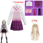 Костюм для косплея Danganronpa Akamatsu kaede, униформа для школьников, для Хэллоуина, карнавала, парик, рубашка, короткая юбка