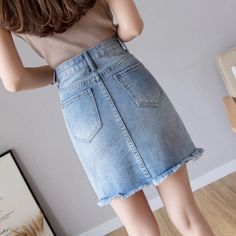 Модная Джинсовая юбка с завышенной талией женская уличная Милая Мини-юбка
