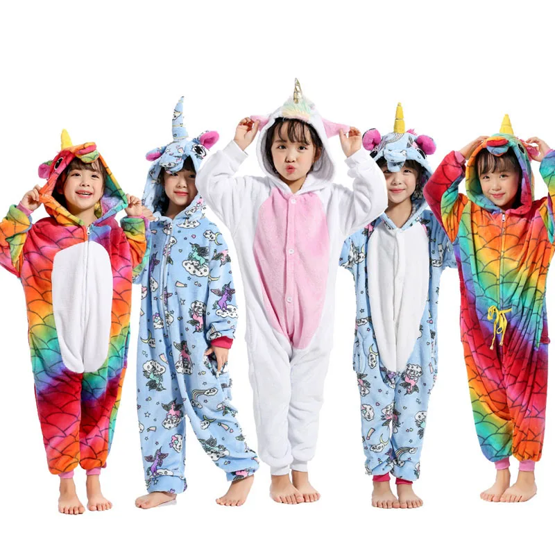 

кигуруми Unicorn Onesie Child Kids Flannel Soft Winter Sleepwear School Home Carnival Party Pajamas Pajama Animal Outfit