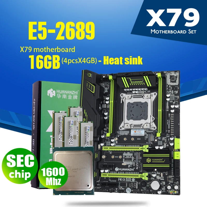 Материнская плата HUANANZHI X79 LGA 2011 Combos E5 2689 ЦПУ 4 шт. x ГБ = 16 DDR3 ОЗУ 1600 МГц PC3 12800 PCI E NVME M.2