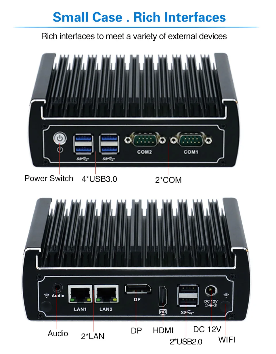 Мини ПК Pfsense компьютерный процессор Intel Core i5 6200U i3 6100U DDR4 Ram Dual NIC 2COM AES NI 4K DP HDMI