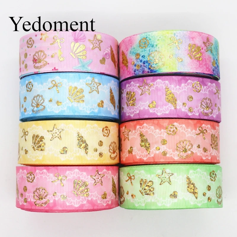 10 ярдов 1 &quot25 мм блестящая золотая напечатанная лента для бантов волос