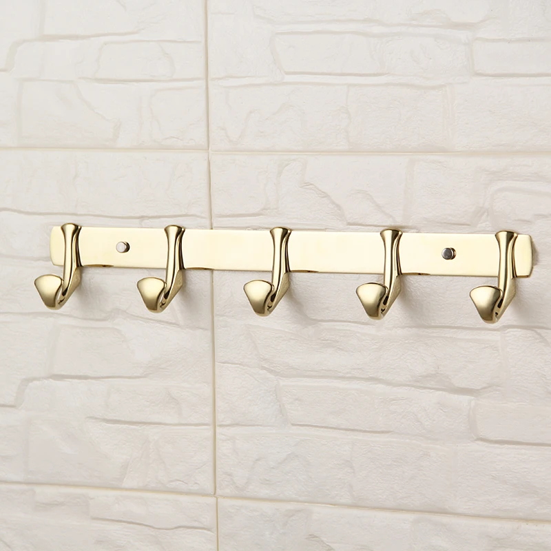 Золотая настенная вешалка с 5 крючками изогнутая пряжка крючки для полотенец