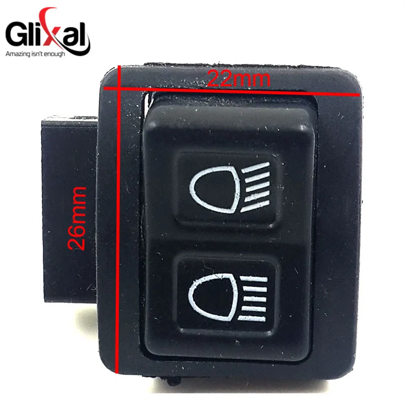 Самокат Glixal 3-контактный Mini светорегулятор передней фары, кнопка переключения для GY6 49cc 50cc 125cc 150cc, китайский мопед, скутер (2 шт.)