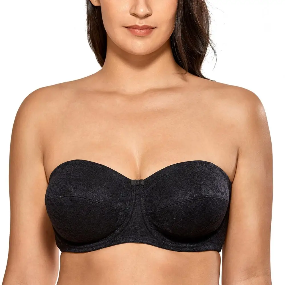 Бюстгальтер женский кружевной без бретелек на косточках подкладки размера