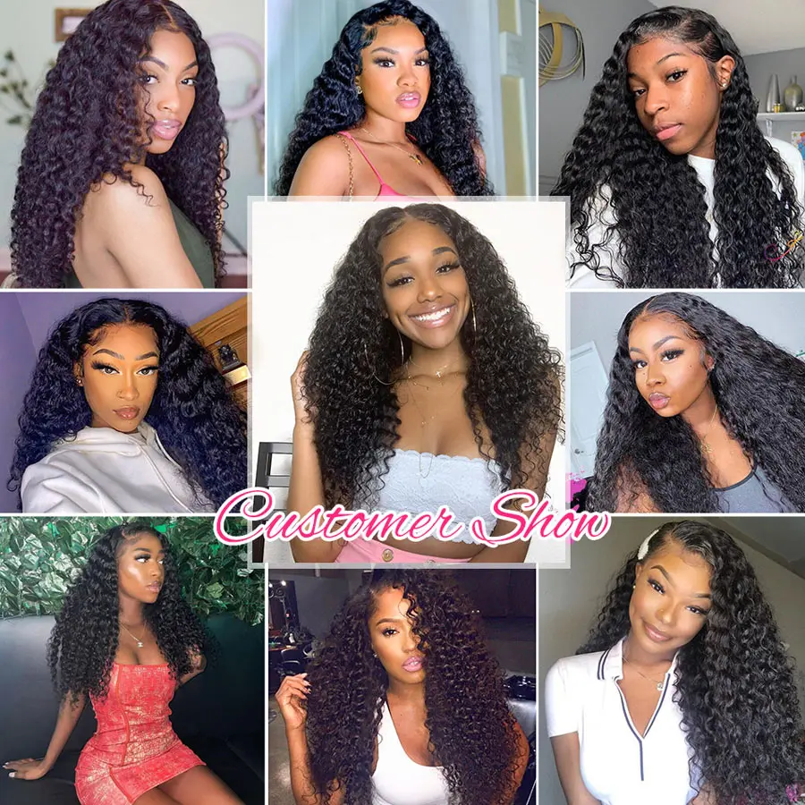 250% Curly Lace Wig HD Transparent Wigs For Women Cheap Human Hair Brazilian Remy TPart Deep Wave | Шиньоны и парики
