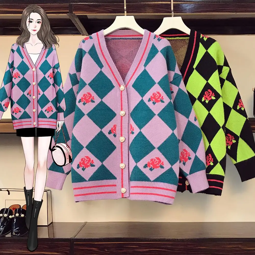 Женский свитер 2021 кардиган зимний кашемировый топ с цветочным принтом