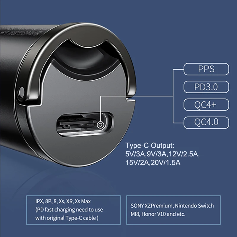 baseus 30w fast car charger qc4 0 pps quick charging for xiaomi samsung iphone car usb type c socket adapter charger free global shipping