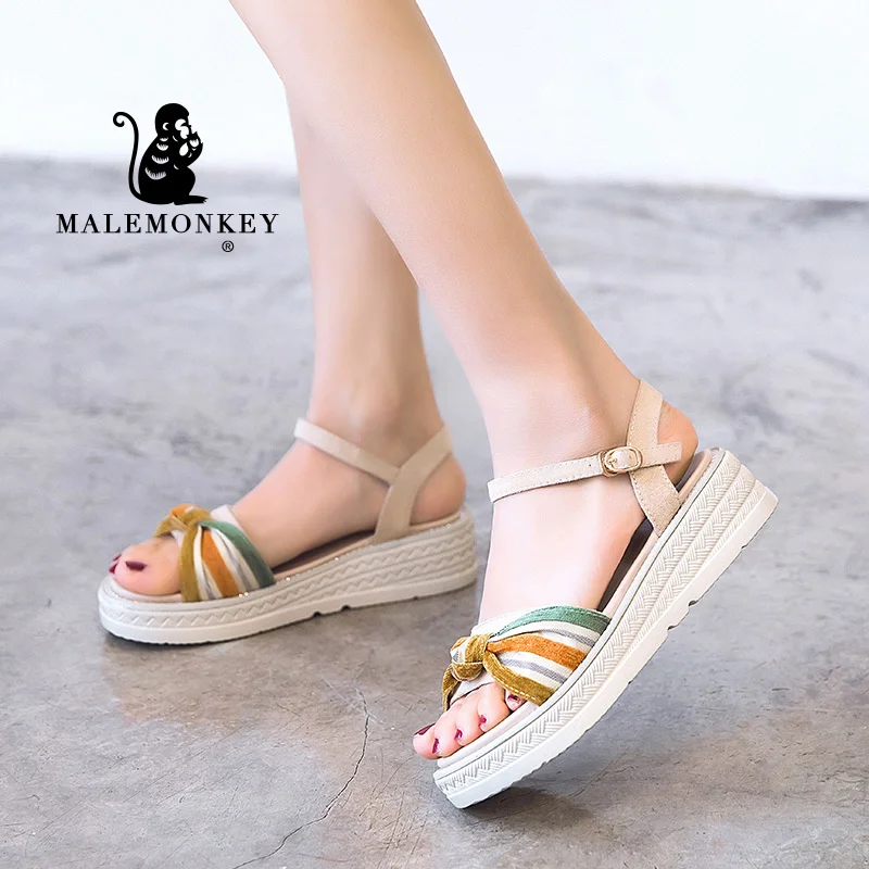 

Platform Women Sandals 2021 Summer Outdoor Comfortable Breathable Beach Sandals Female Slope heel Sandals Handmade