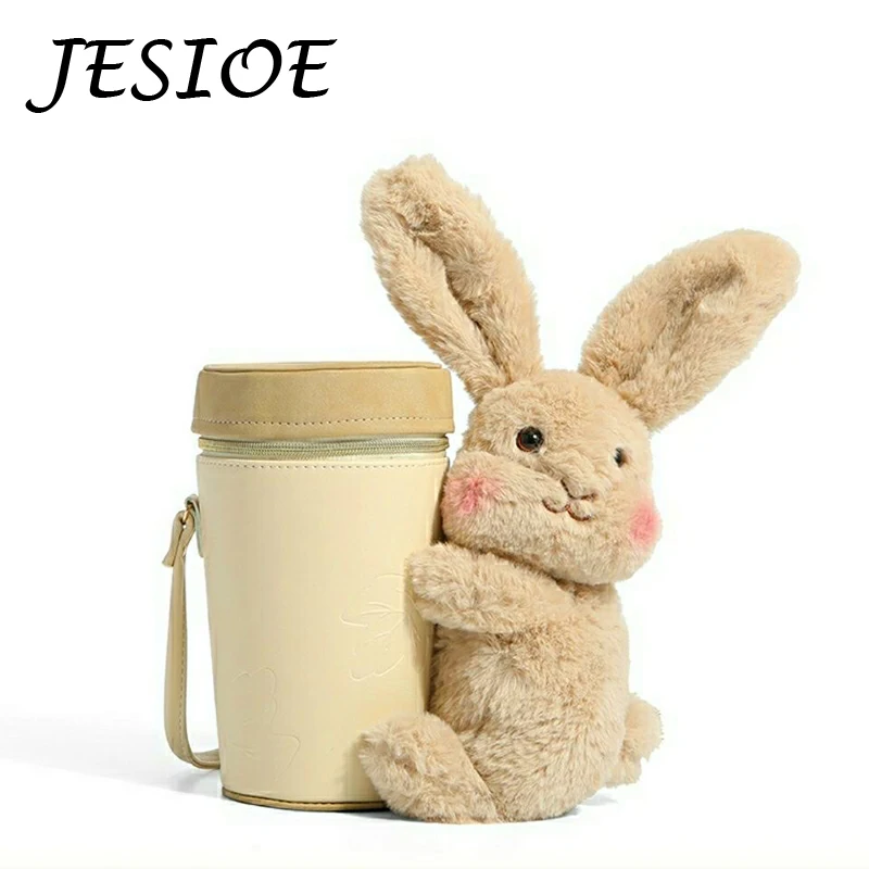 

Сумка на плечо Женская плюшевая, дизайнерский саквояж кросс-боди с кроликом стеснительной формы, модная сумочка-мешок для чашки с водой