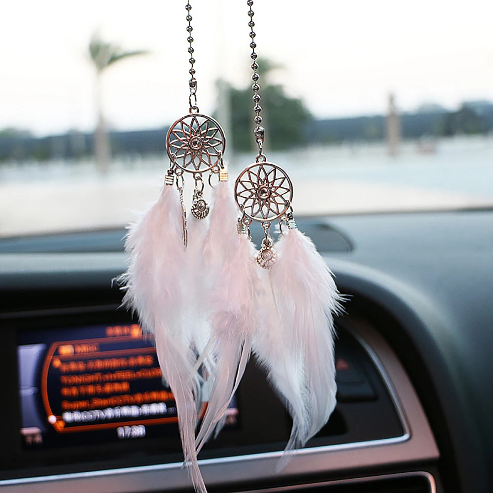 

Mini Dream Catcher Car Pendant Auto Wind Chimes Feather Decoration Home Decor Wall Hanging Adornment Handmade Dreamcatcher Gift