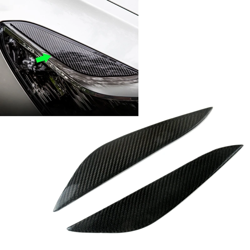 

Передняя фара автомобиля, лампа для бровей, веко, литье, Обложка, отделка из углеродного волокна для Tesla Model 3 2017-2021