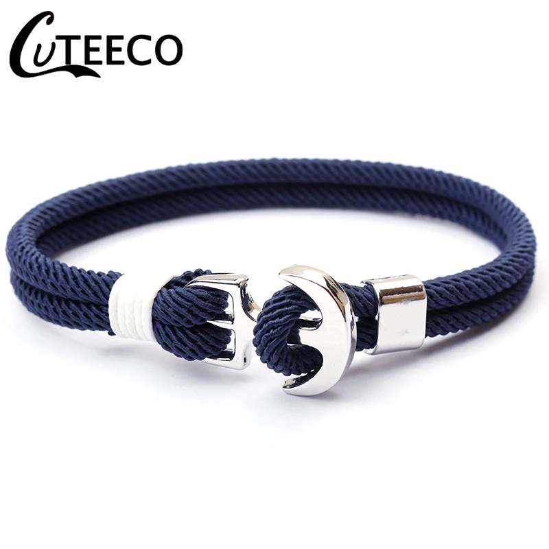 CUTEECO ручной работы браслет с якорем для женщин Шарм девушка Ткачество Веревка