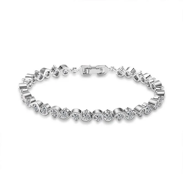 

T1005 Rose Gold Plated Geometric Round 5A nscd stone 5MM Tennis bracelet For women bangles luxury Wedding jewelry