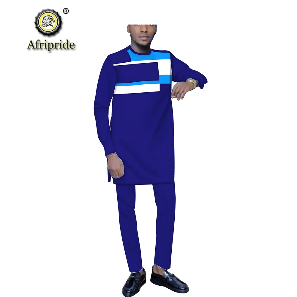 2 Piece Fashion Suit Dashiki Men African Clothing Crop Top Shirts Pants Tracksuit Attire Outfits Outwear AFRIPRIDE S1916046