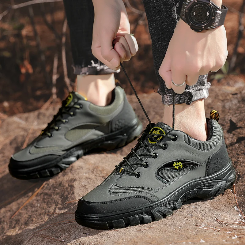Brand Mens Trekking Shoes Waterproof Leather Sneakers Breathable Mens Safety Boots Work Shoes Male Outdoor Snow Boots for Men