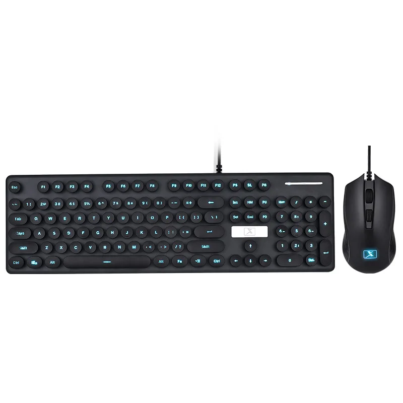 black Розовый ретро Проводная игровая клавиатура и мышь комплект круглый Keycap стимпанк клавиатура мультимедийная Кнопка 1800 dpi Мышь для ПК ноутбука - Цвет: black