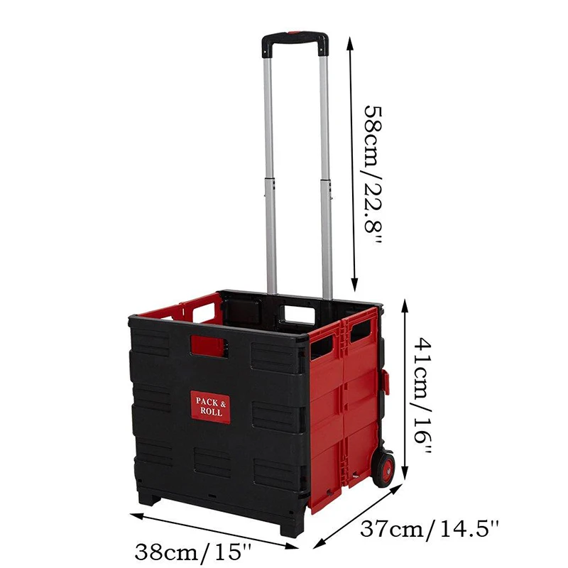 Folding Shopping Cart with Wheels Collapsible Grocery Storage Transit Utility Hand for Daily Use 77 Lbs Capacity | Мебель