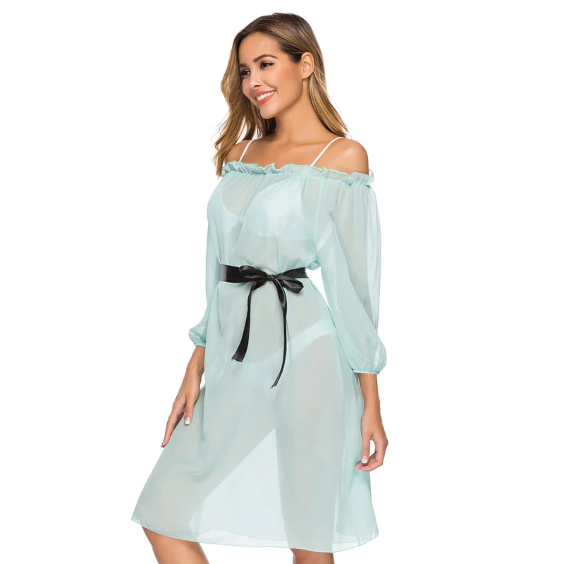 Прозрачный зеленый купальник Пляжное Платье женское летнее платье 2020 пляжный