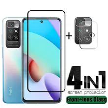 4-in-1 For Xiaomi Redmi 10 Glass For Redmi 10 Tempered Glass Full Cover Glue Film HD 9H Screen Protector For Redmi 10 Lens Glass