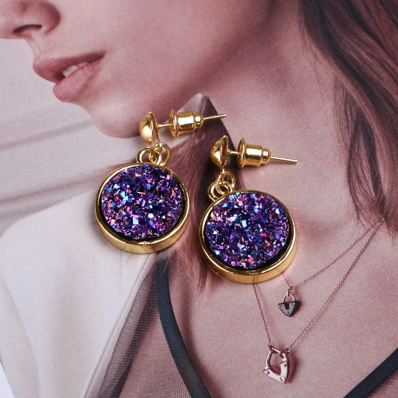 

High Quality Round Drop Earrings for Women Gold Color Trendy Ladies Gift Fashion New Jewelry brilliant Korean Earrings 2021