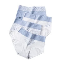 langsha 4pcslo high waist panties women cotton slimming underwear cute print seamless briefs sexy breathable girls underpants