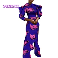 african clothes for women ankara print jumpsuits with ruffle lady badysuit nigerian clothes girls trousers large size wy8866
