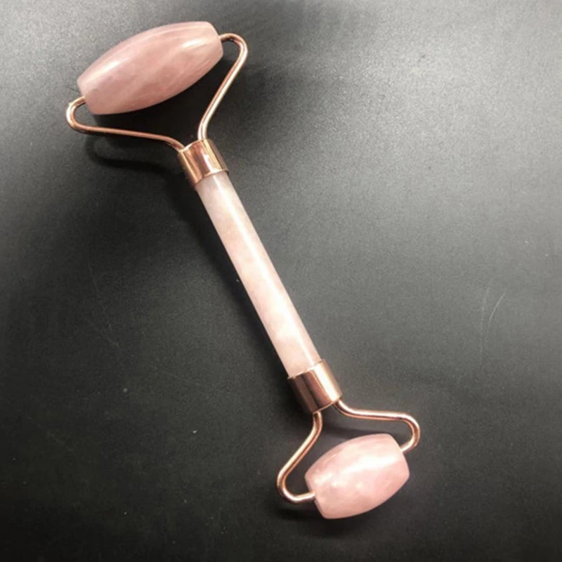 

Roller Pink Crystal Jade Roller Facial Massage Tool Guasha Board Scraper Set Jade Facial Massager with Spikes