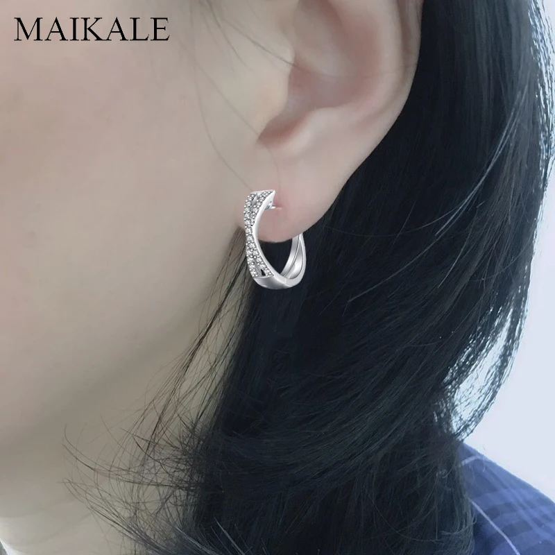 Женские круглые серьги-гвоздики MAIKALE, популярные серьги с фианитом, 16 мм, ювелирные изделия для девушек, аксессуары для подарка
