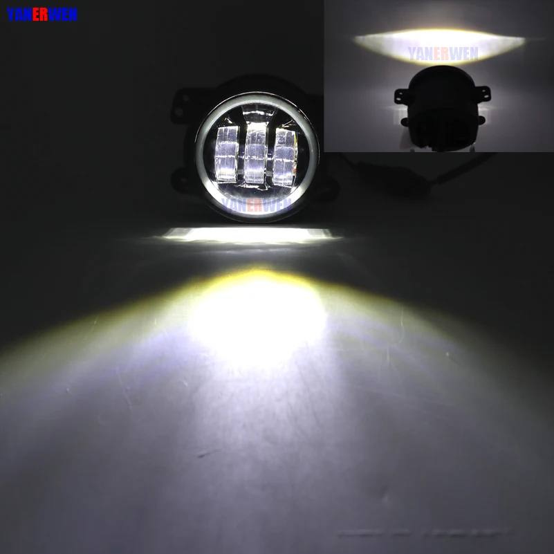 4-дюймовые круглые светодиодные противотуманные фары 30 Вт 6000K белые гало