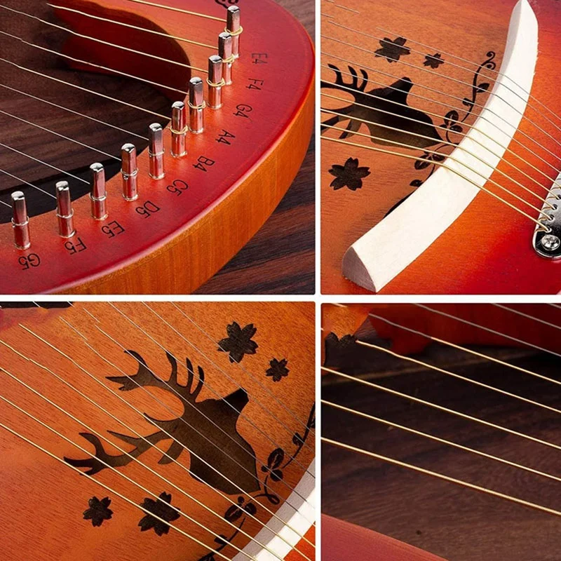 Lyre Harp 10 String Heptachord красное дерево Lye с выгравированными тонами для любителей