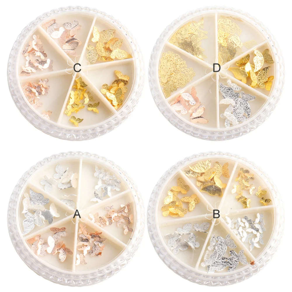 

4 Box of Alloy Patches 3D Manicure Stickers Decorations for Women Lady (Style 1)