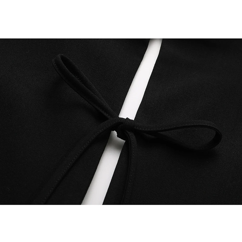 

XITAO Streetwear Fashion Blazer Women Black Plus Size Clothing for Women Stitching Long Sleeve Hollow Lace-up Suit Autumn XJ4993