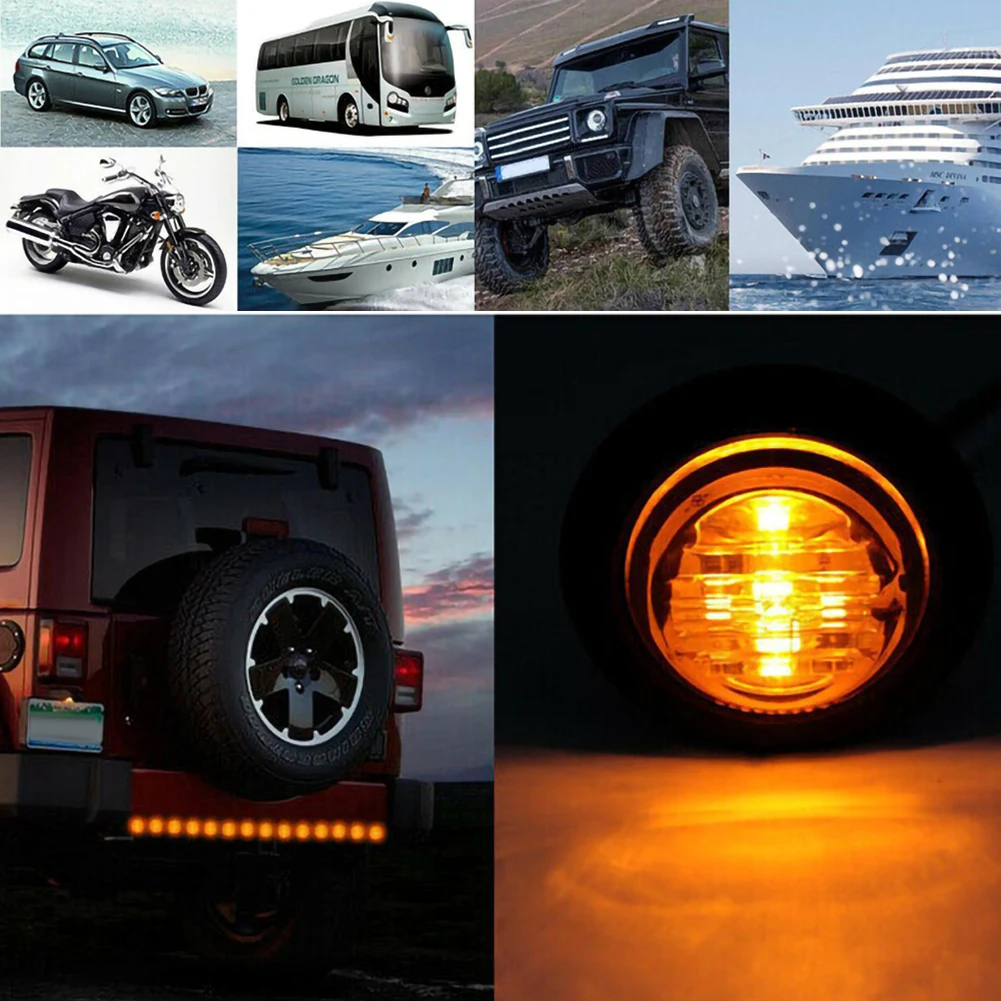 

20 X 3/4" Round LED Bullet Trailer Side Clearance Marker Light For Truck Amber Yellow Side Marker Light