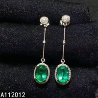 kjjeaxcmy fine jewelry natural emerald 925 sterling silver fashion girl new gemstone earrings earbob support test