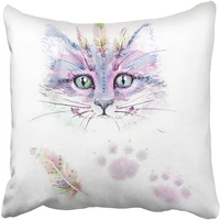 emvency decorative throw pillow covers cases boho ethno cat watercolor chic tattoo amulet ancient animal aquarelle artistic