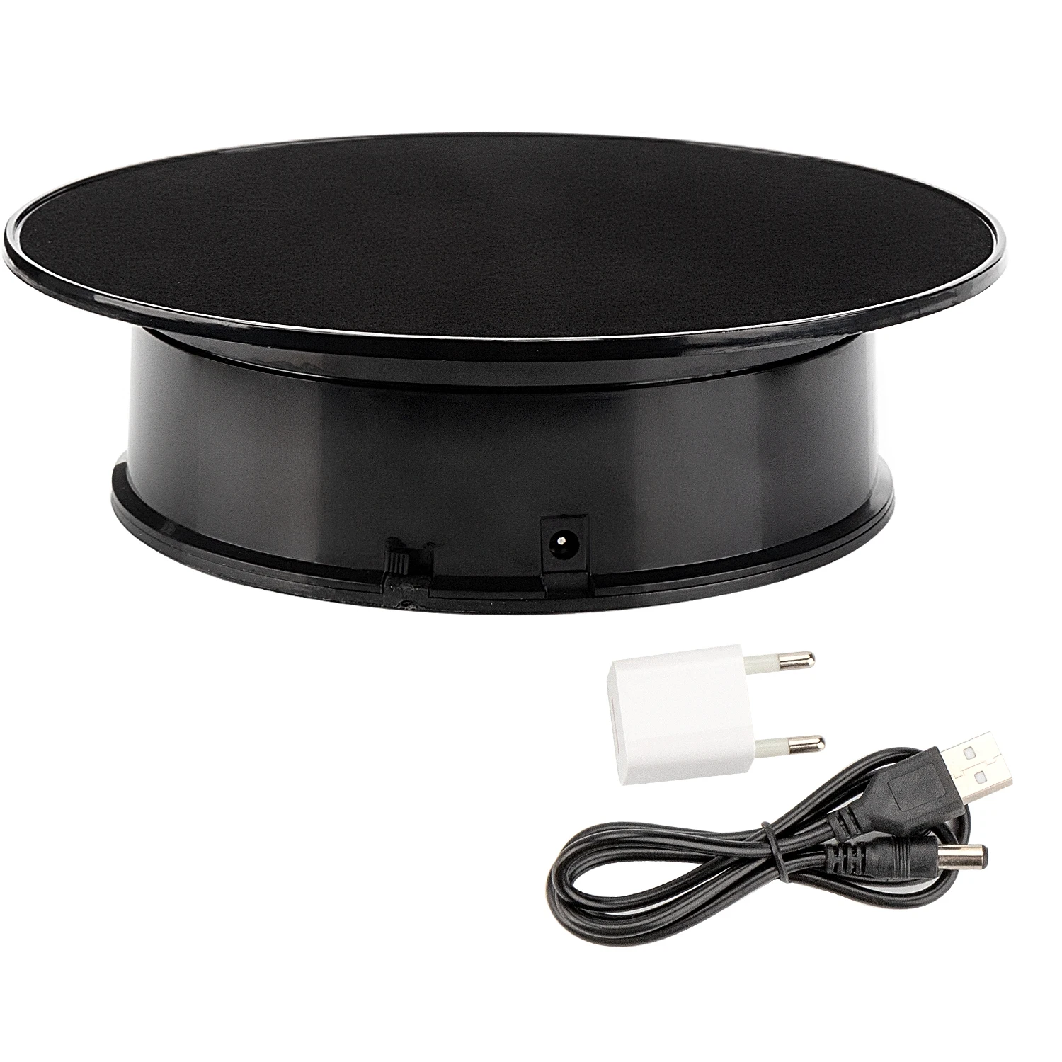 

20cm Stylish Black Velvet Top Electric Motorized Rotary Rotating Display Turntable Max Load 3kg for Jewelry Modeldisplay Stand