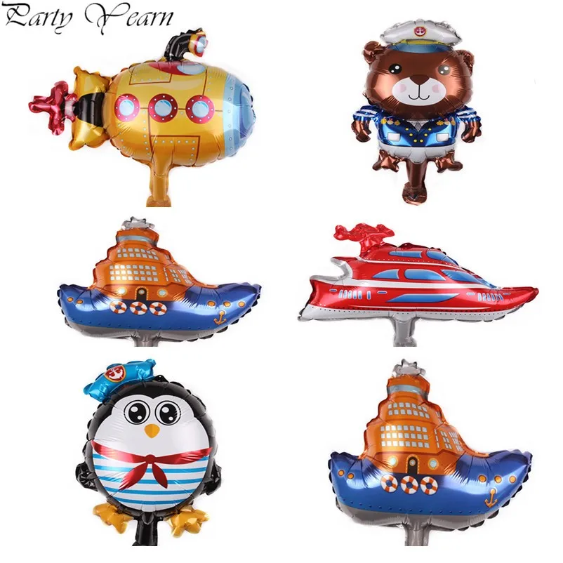 Воздушные шары из фольги в виде пиратской лодки для морского транспорта 10 шт.