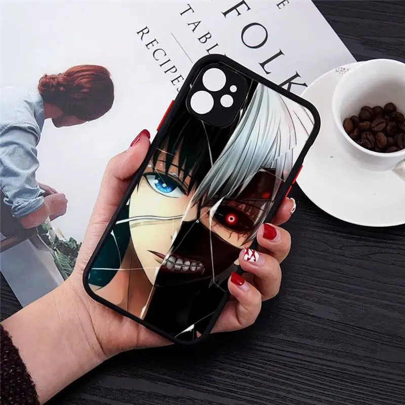 

Black Japanese anime Tokyo Ghoul Phone Cases matte transparent For iphone 7 8 11 12 plus mini x xs xr pro max cover