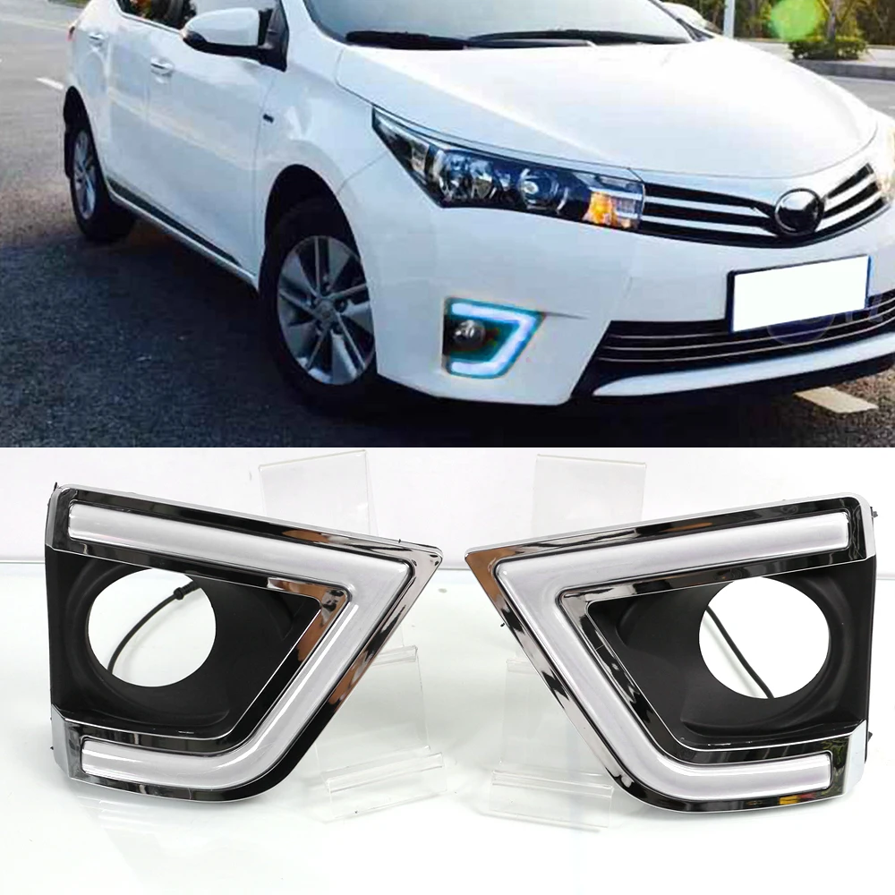 Автомобильные мигающие дневные ходовые огни для Toyota Corolla 2014 2015 2016 светодиодный