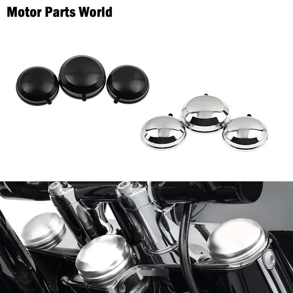Черные/хромированные Чехлы для мотоцикла верхняя вилка шток гайка с ЧПУ алюминий